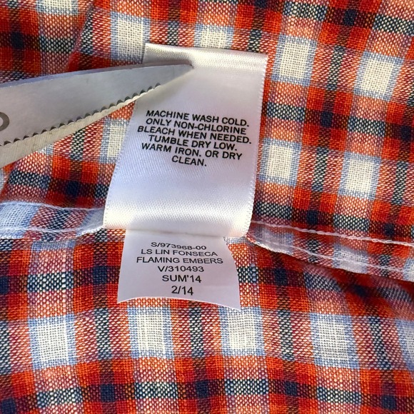 Banana Republic Mens Flannel Button Up Shirt Size L‎ Linen Cotton Red Plaid - Picture 6 of 9